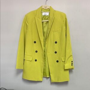 Stradivarius Bright Yellow Double-Breasted Blazer